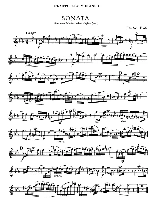 Flute (or Violin 1), Violin (2)