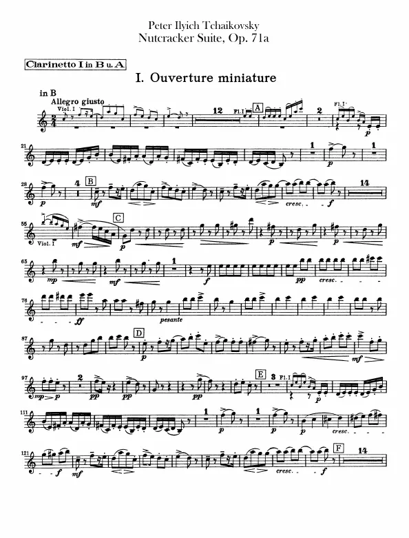 Clarinet 1, 2 (B/A), Bass Clarinet (B)