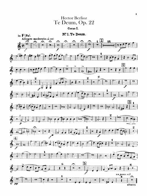 Horn 1, 2 (in F, E, D, E), 3, 4 (in D, B, C, E, D, F, B), Piccolo Saxhorn (in B)