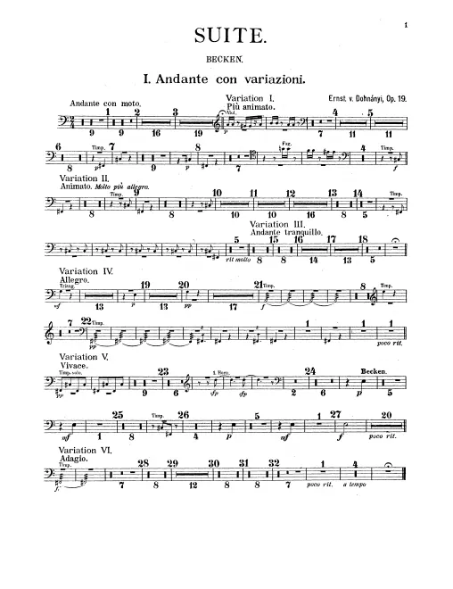 Cymbals, Snare Drum, Castanets, Bass Drum, Snare Drum/Castanets/Triangle