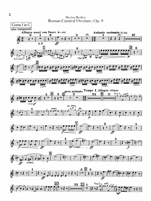 Horn 1, 2 (C), 3, 4 (E) Alternate Parts in F