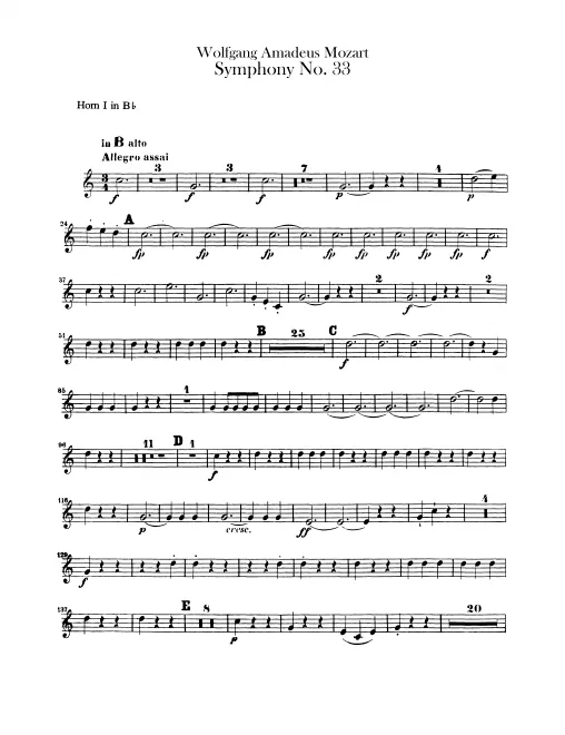 Horn 1 (B, E), 1 (F), 2 (B, E), 2 (F)
