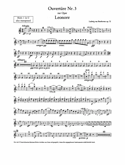 Horn 1, 2 (C, F transposed) 3, 4 (E, F transposed)