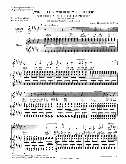 Complete Score (Medium Voice, transposed to )