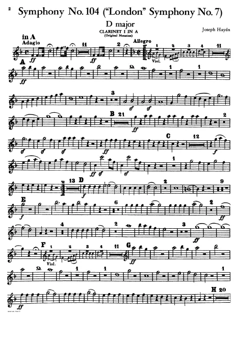 Clarinet 1 (A) (original), B (transposed)
