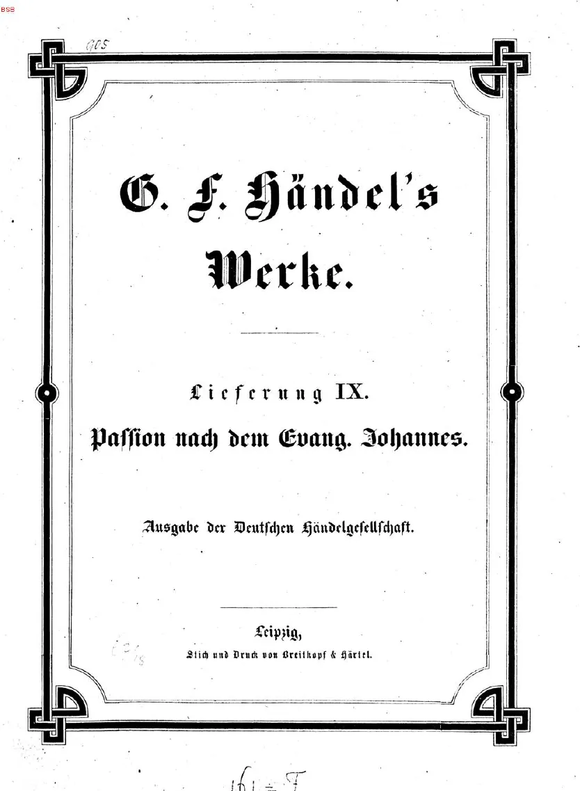 9. Passion nach dem Evang. Johannes (1860)