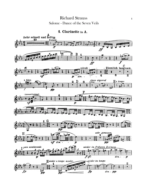Clarinet 1, 2 (A), 3, 4 (B), Bass Clarinet (B), Piccolo Clarinet (E)