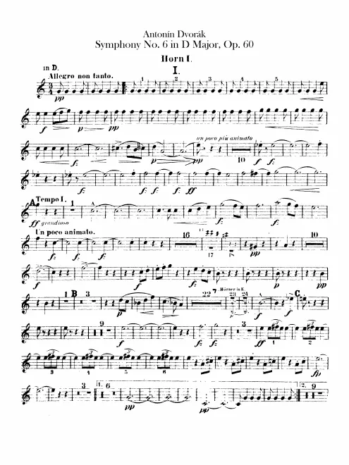 Horn 1, 2 (D, F, E), 3, 4 (E, B, D)