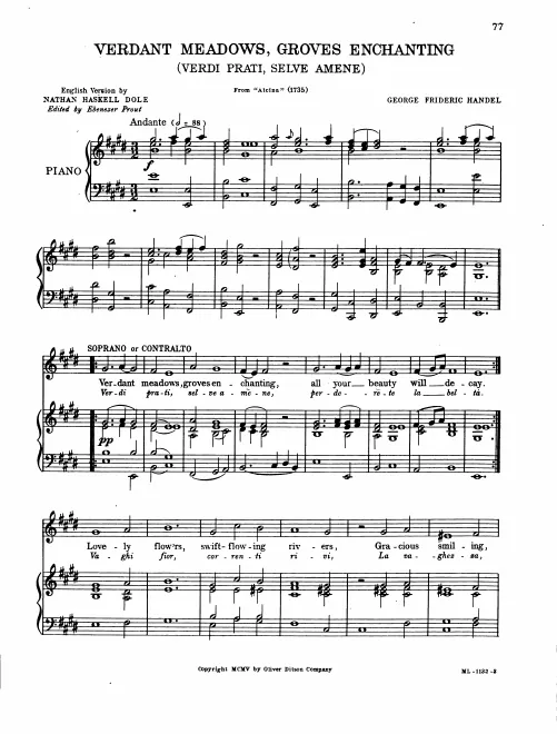 26. Aria: Verdi prati, selve amene (Act II, sc.12)