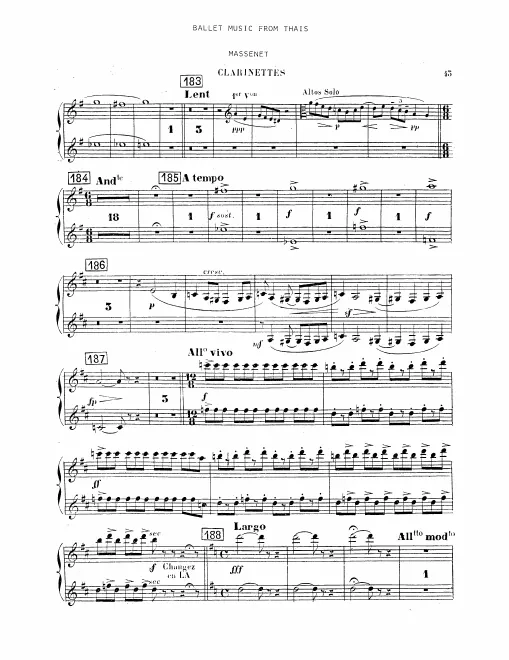 Clarinet 1/2 (A/B), Bass Clarinet (B)