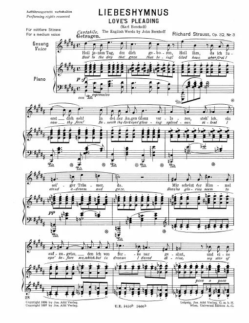 Complete Score (Medium Voice, transposed to )