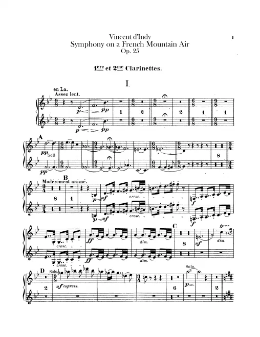 Clarinet 1/2 (A/B), Bass Clarinet (B)