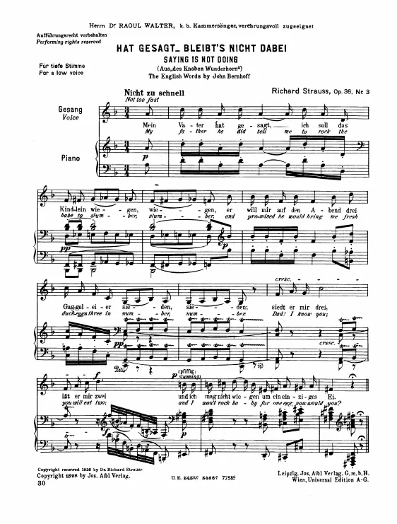 Complete Score (Low Voice, transposed to )