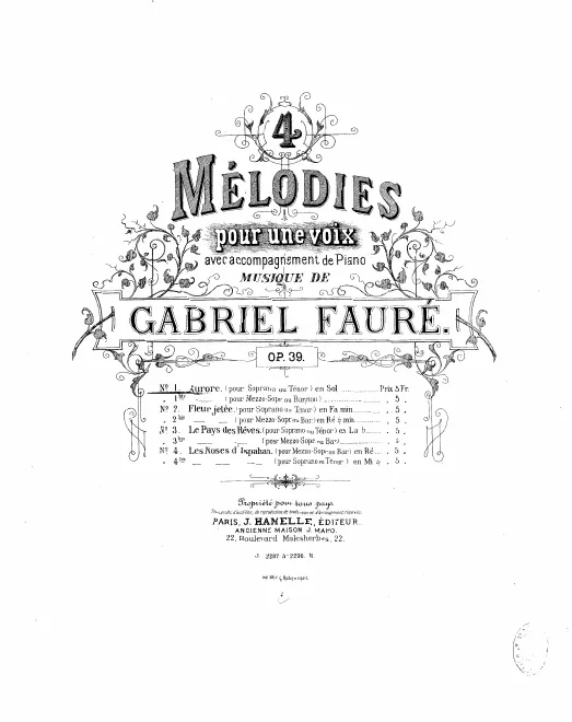 1. Aurore (Original key for high voice, )