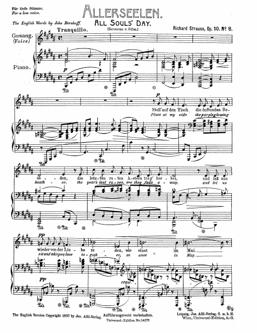 Complete Score (low voice, transposed to )