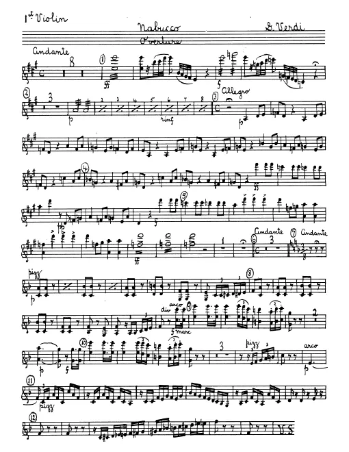 Violins I, II, Violas, Cellos and Basses