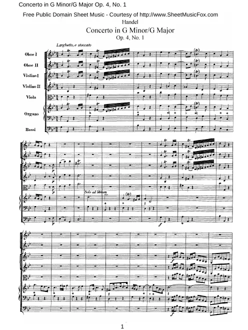 Concerto No.1 in G minor, HWV 289
