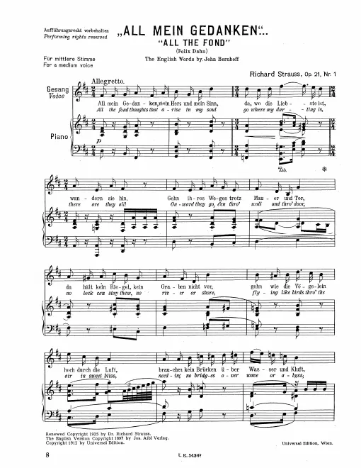 Complete Score (Medium voice, transposed to )