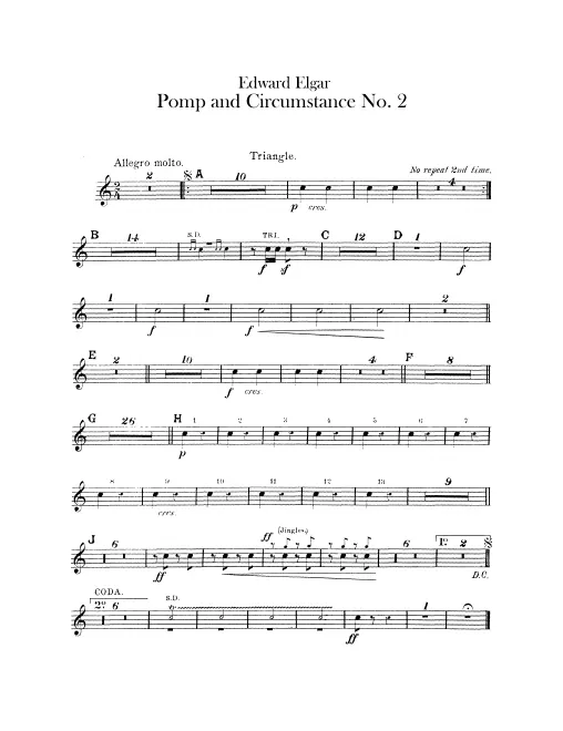 Triangle, Glockenspiel, Bass Drum/Cymbals, Snare Drum 1/2 (ad lib.)