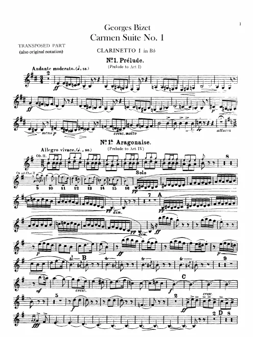 Clarinet 1, 2 (B, transposed) Clarinet 1, 2 (B, A)