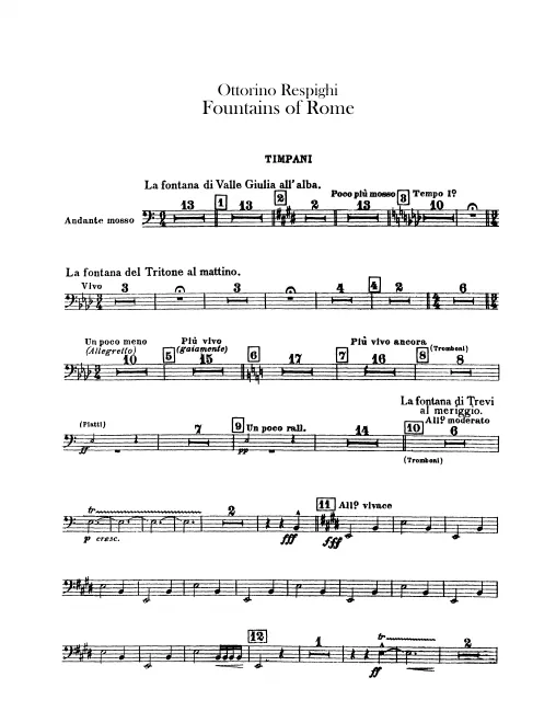 Timpani, Chime, Triangle, Cymbals, Glockenspiel