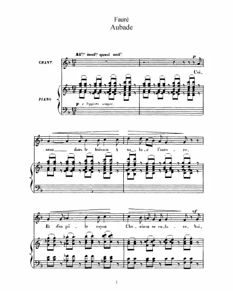 1. Aubade (, original key)