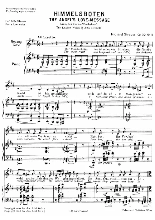 Complete Score (Low Voice, transposed to )
