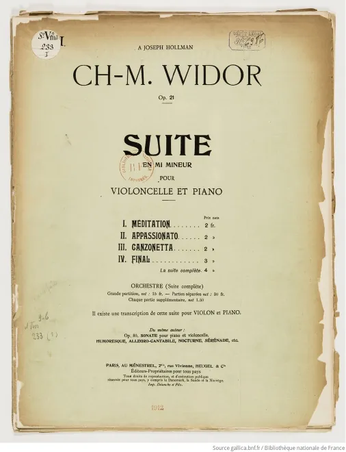1. Méditation - Score and Cello Part