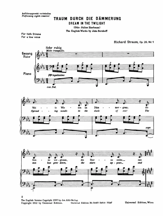 Complete Score (Low Voice, transposed to )