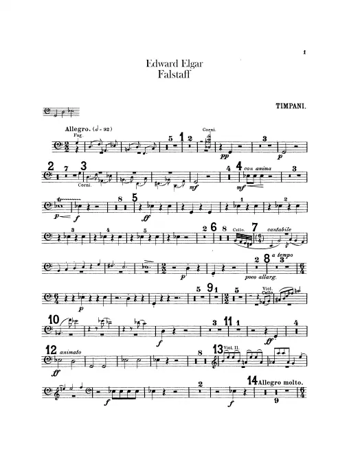 Timpani, Bass Drum/Cymbals, Side Drum/Triangle/Tabor/Tambourine