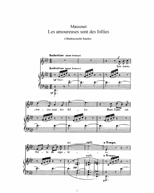 Complete Score (A Major: high voice and piano)