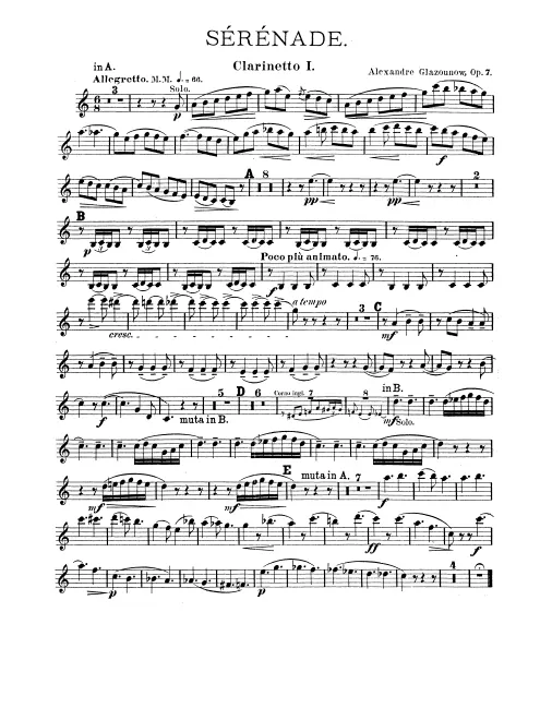 Clarinet 1 (A/B♭), 2 (A)