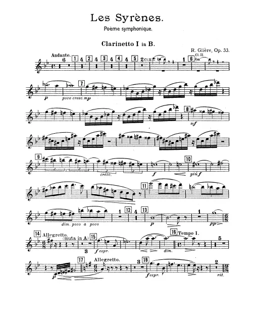 Clarinet 1, 2, 3 (B), Bass Clarinet (B/A)