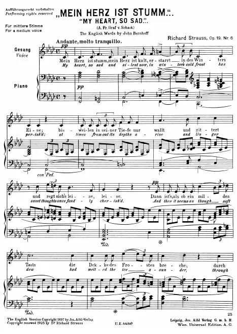Complete Score (Medium Voice, transposed to )