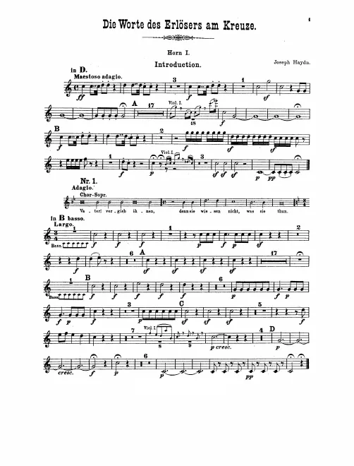 Horn 1, 2 (D/B basso/E/C/E/F/A/G)