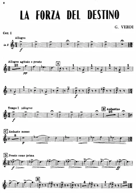 Horns 1, 2, 3, 4 (E, C)