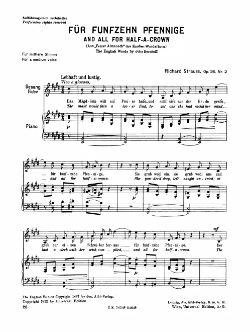 Complete Score (Medium Voice, transposed to )