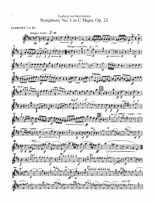 Clarinet 1, 2 (C, plus transposed B)