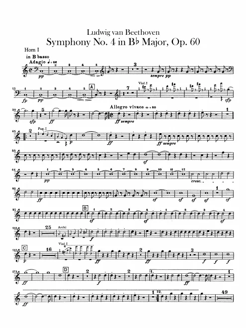 Horn 1, 2 (B, E, plus transposed F)