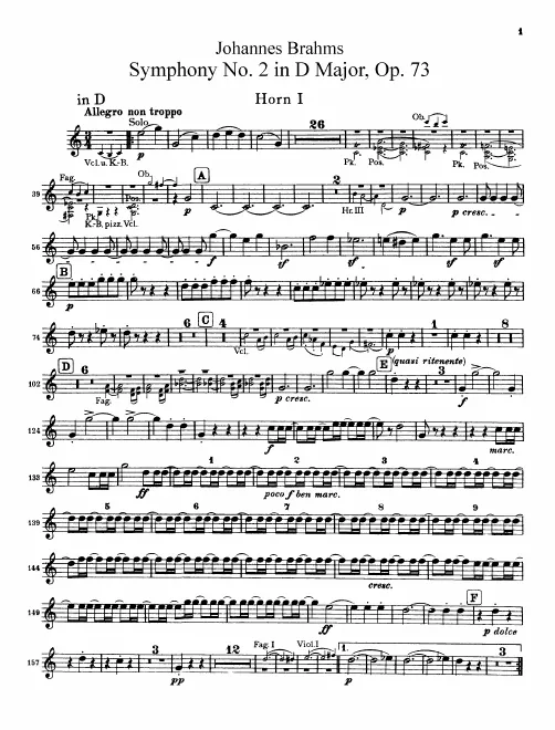 Horn 1, 2 (D, B basso, G)