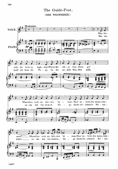 20. Der Wegweiser (Low Voice, Transposed to )