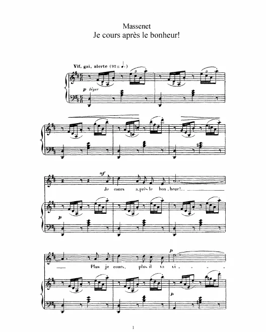 Complete Score (D Major: high voice and piano)