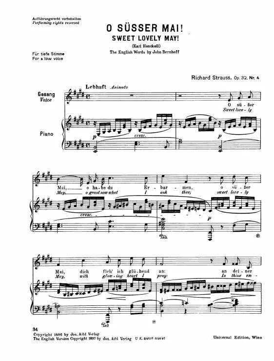 Complete Score (Low Voice, transposed to )