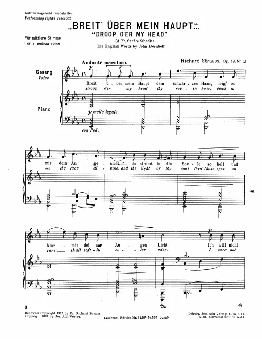 Complete Score (Medium Voice, transposed to )