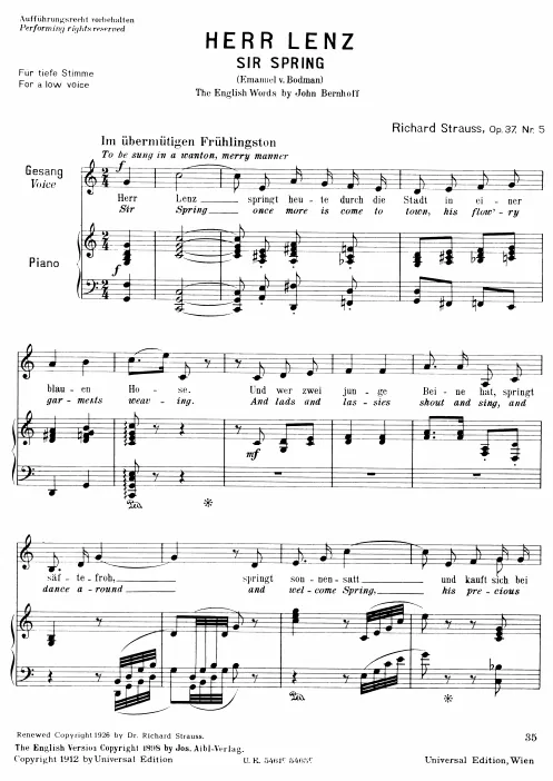 Complete Score (Low Voice, transposed to )