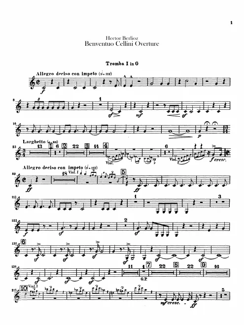 Trumpet 1 (G), 2 (E), 3 (G), 4 (D) Cornet 1, 2 (A)