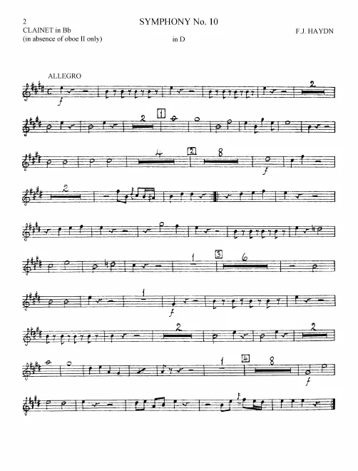 Clarinet (B, alternate to Oboe 2)