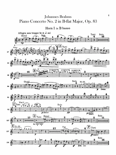 Horn 1, 2 (B), 3, 4 (F, D)