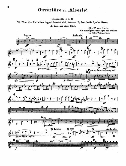 Clarinet 1, 2 (C), Clarinet 1, 2 (transposed to B)