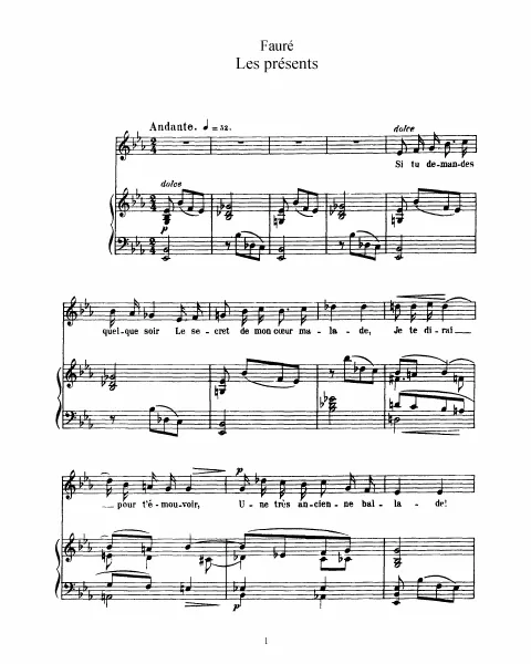 1. Les présents (Transposed to for medium/low voice)